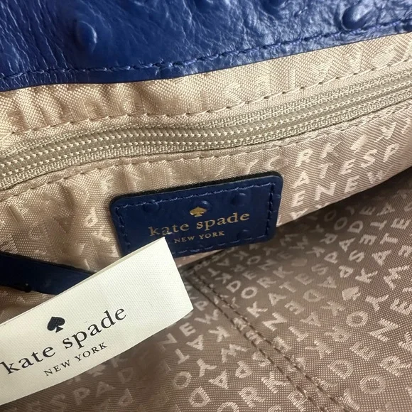 Kate Spade ♠️ Joleen charm City Ostrich Leather flap bow shoulder bag. - Picture 6 of 8